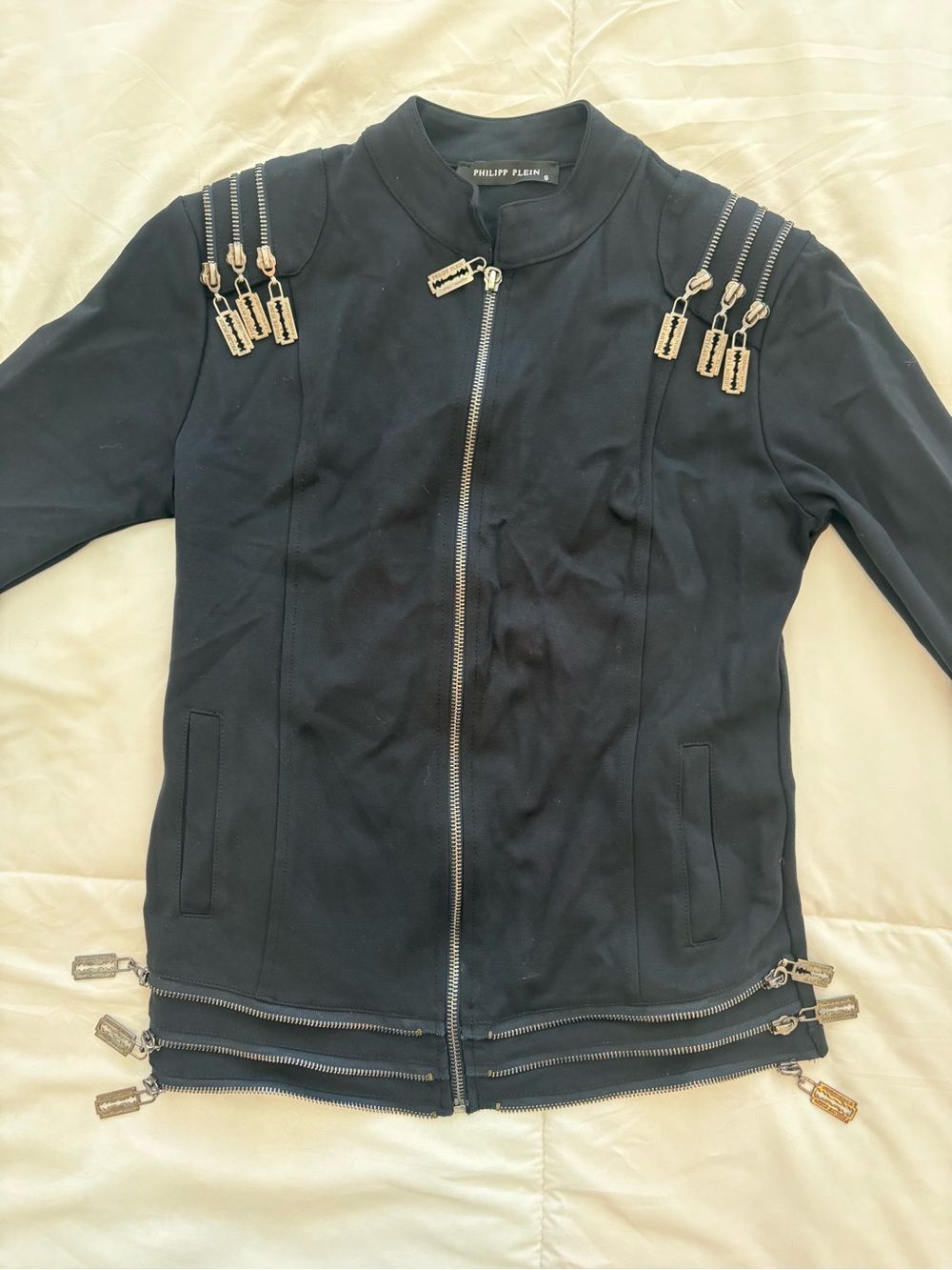 Philipp Plein Black Utility Jacket with Signature Zip Accents (limited edition)